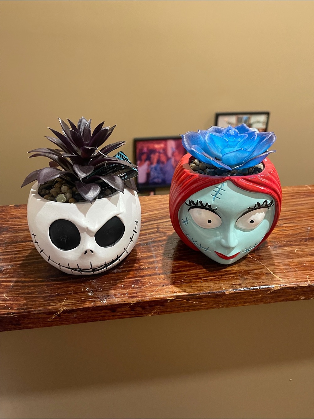 Nightmare before Christmas faux succulent planter lot